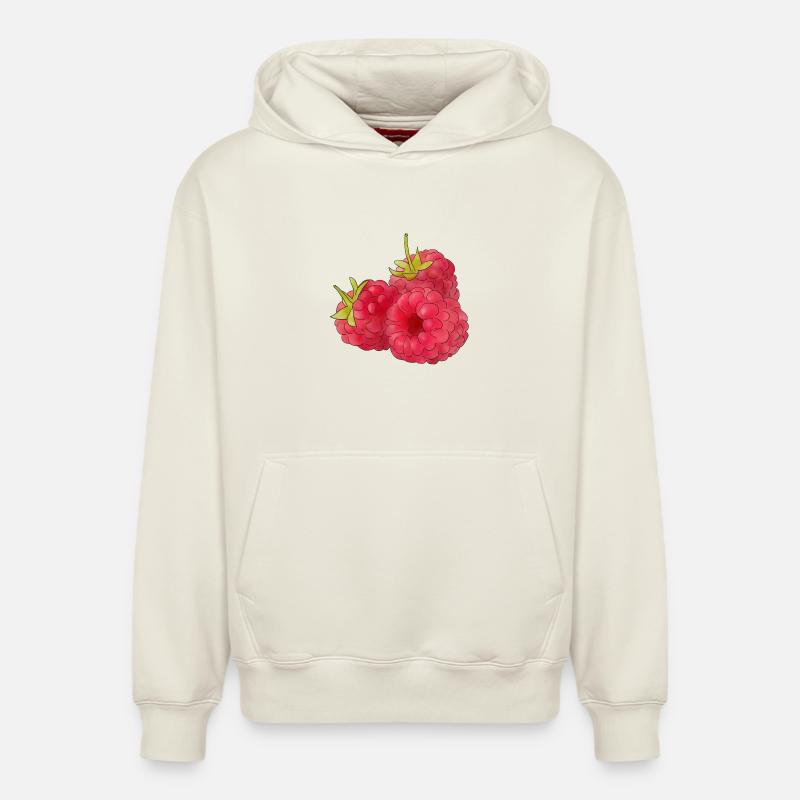 framboises - Sweat à capuche unisexe décontracté en coton biologique – de SPREAD - blanc cassé