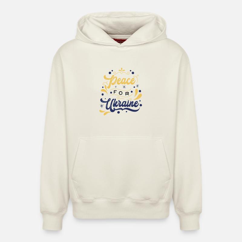 Message de paix Ukraine Illustration - Sweat à capuche unisexe décontracté en coton biologique – de SPREAD - blanc cassé