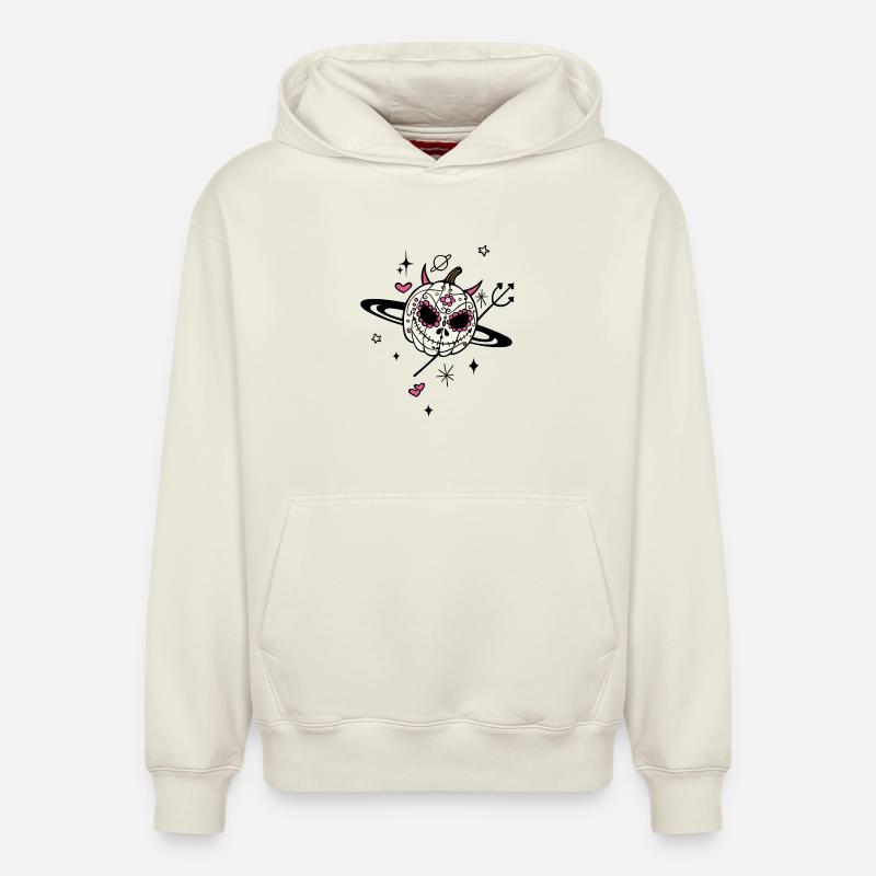 Pumpkin Devil Univers d’Halloween - Sweat à capuche unisexe décontracté en coton biologique – de SPREAD - blanc cassé