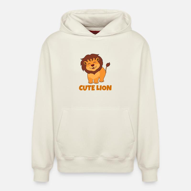 lion, cute lion, savane - Sweat à capuche unisexe décontracté en coton biologique – de SPREAD - blanc cassé