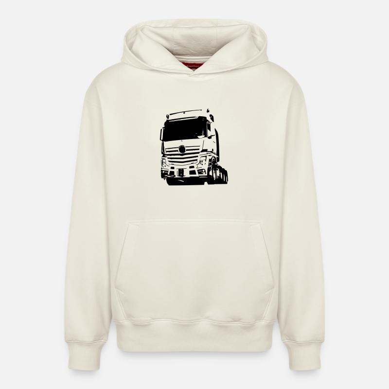 Silhouette de camion allemand - Sweat à capuche unisexe décontracté en coton biologique – de SPREAD - blanc cassé