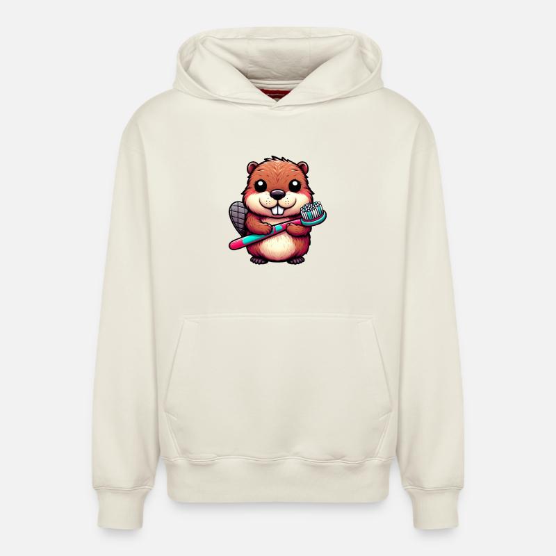 Castor - Sweat à capuche unisexe décontracté en coton biologique – de SPREAD - blanc cassé