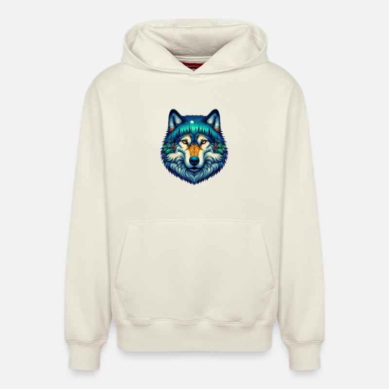 Loup - Sweat à capuche unisexe décontracté en coton biologique – de SPREAD - blanc cassé