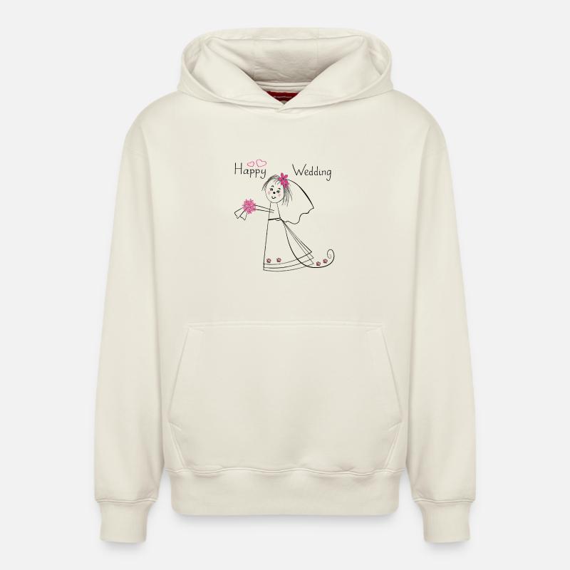 Joyeux mariage Hochzeit - Sweat à capuche unisexe décontracté en coton biologique – de SPREAD - blanc cassé
