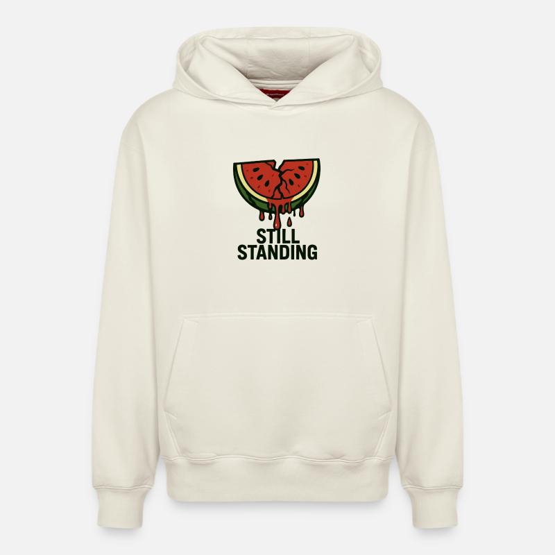 Pastèque - Toujours debout - Sweat à capuche unisexe décontracté en coton biologique – de SPREAD - blanc cassé