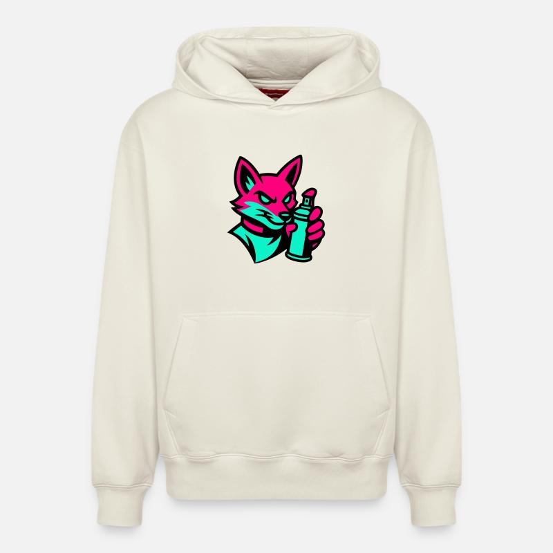 Graffiti Renard - Sweat à capuche unisexe décontracté en coton biologique – de SPREAD - blanc cassé