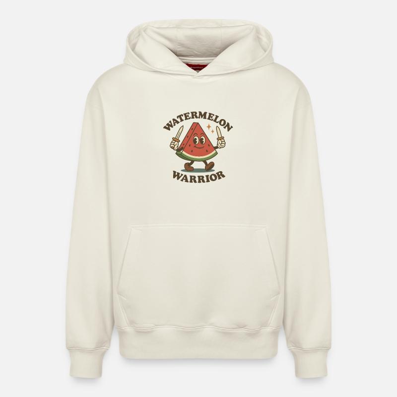 Guerrier pastèque - Sweat à capuche unisexe décontracté en coton biologique – de SPREAD - blanc cassé