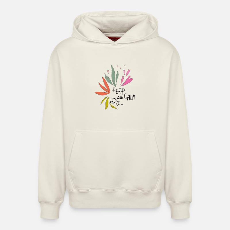 Restez calme - Sweat à capuche unisexe décontracté en coton biologique – de SPREAD - blanc cassé