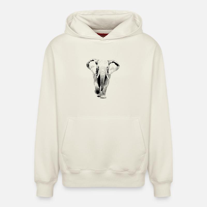 Éléphant - Sweat à capuche unisexe décontracté en coton biologique – de SPREAD - blanc cassé