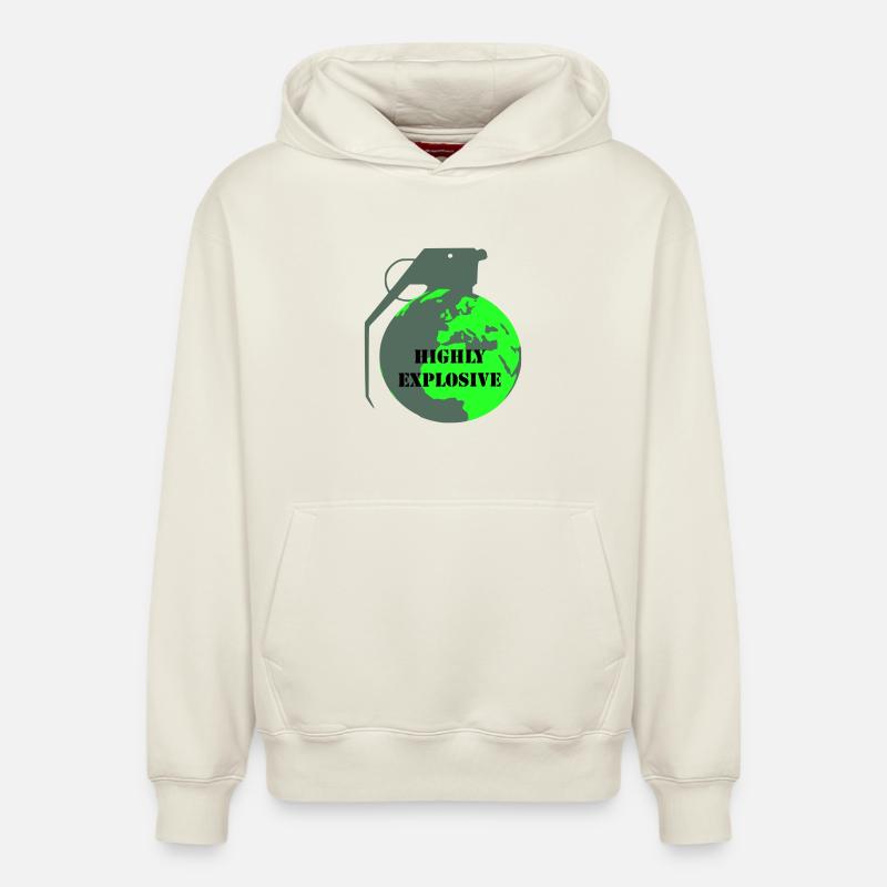 Terre explosive  - Sweat à capuche unisexe décontracté en coton biologique – de SPREAD - blanc cassé