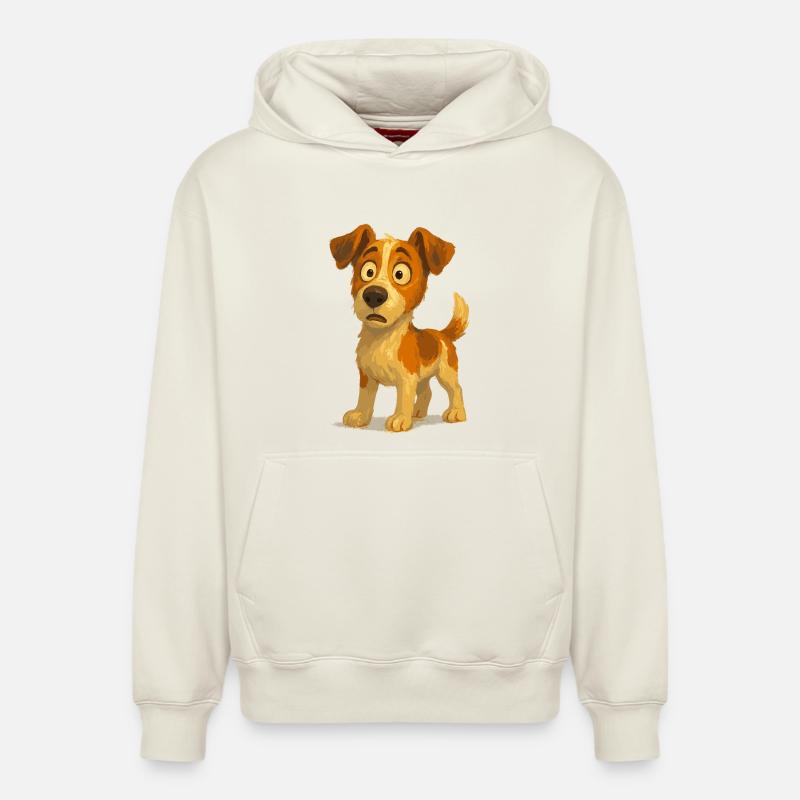 Jack Russell Terrier émerveillé - Sweat à capuche unisexe décontracté en coton biologique – de SPREAD - blanc cassé