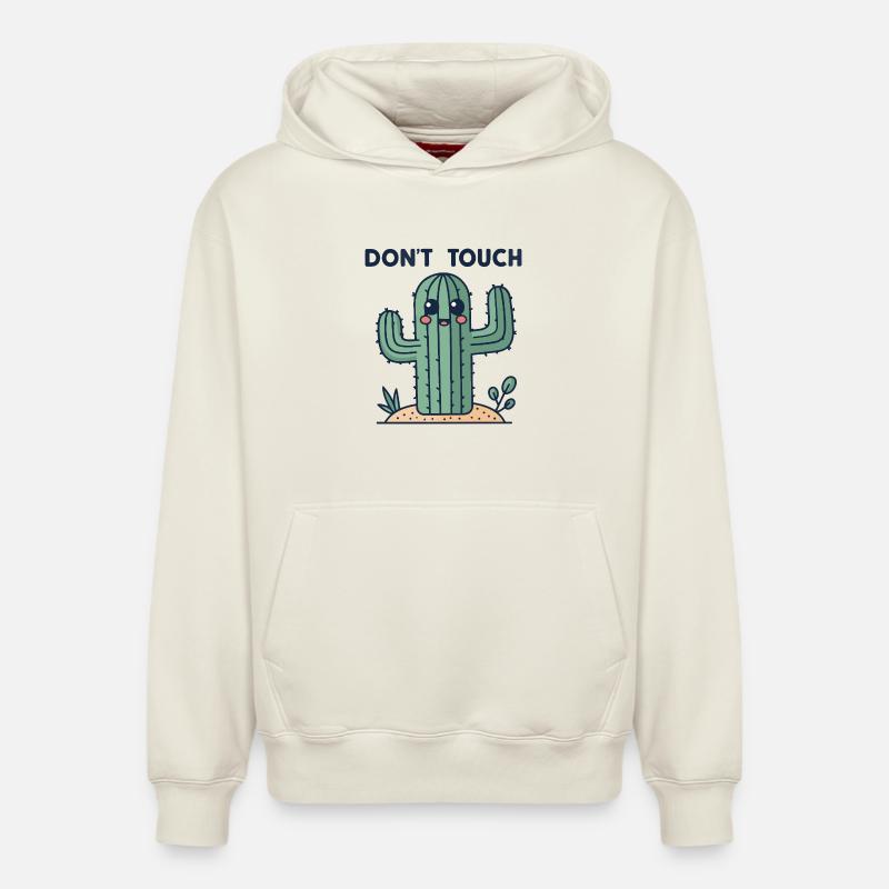 Cactus mignon: interdiction toucher - Sweat à capuche unisexe décontracté en coton biologique – de SPREAD - blanc cassé