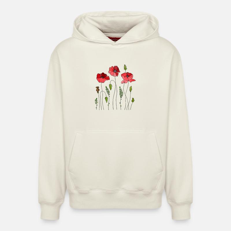Fleur - Sweat à capuche unisexe décontracté en coton biologique – de SPREAD - blanc cassé