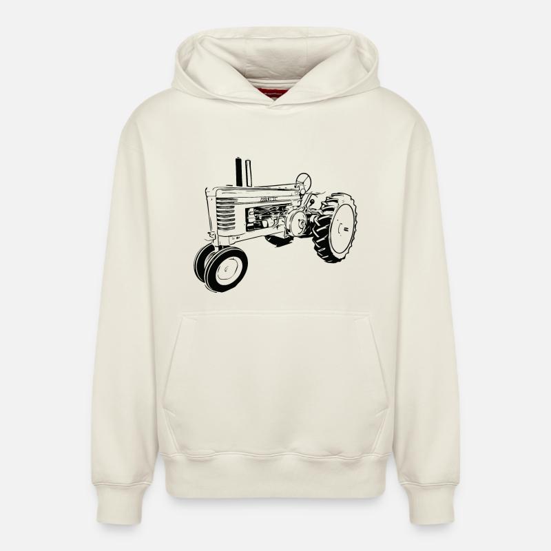 Tracteur modèle A - Sweat à capuche unisexe décontracté en coton biologique – de SPREAD - blanc cassé