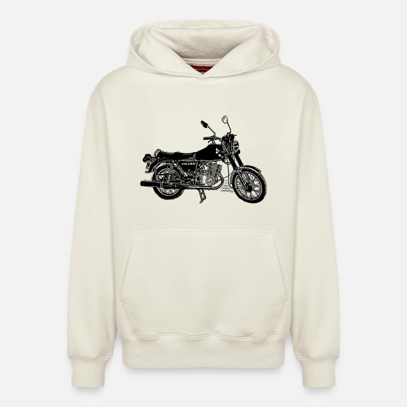MZ ETZ 250 - Sweat à capuche unisexe décontracté en coton biologique – de SPREAD - blanc cassé