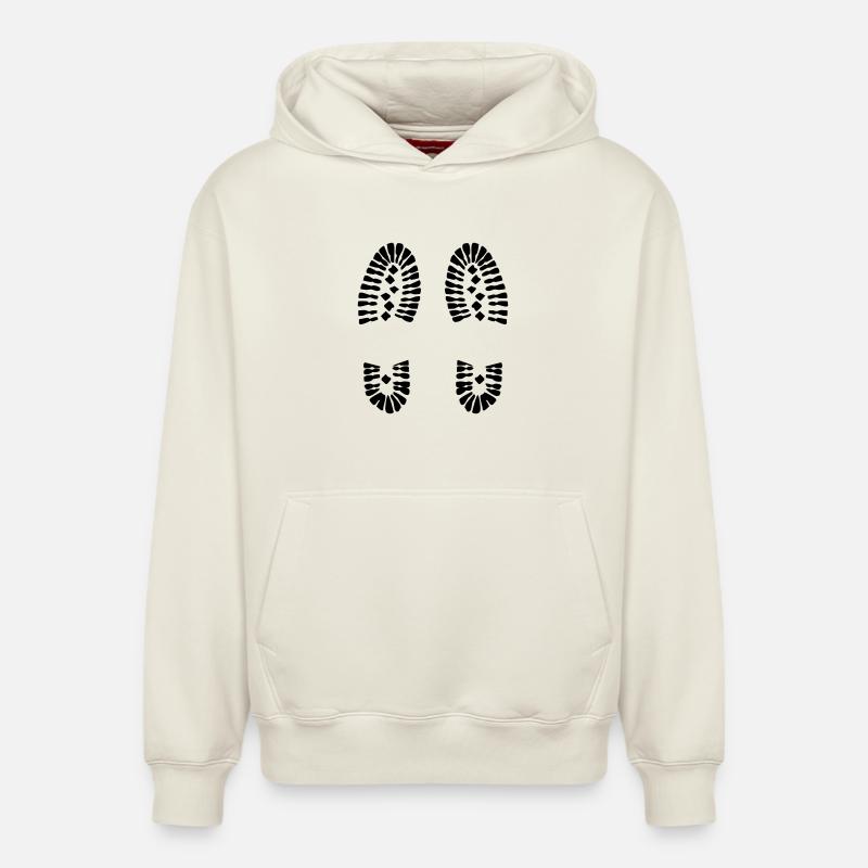 Empreintes de pas (V) - Sweat à capuche unisexe décontracté en coton biologique – de SPREAD - blanc cassé
