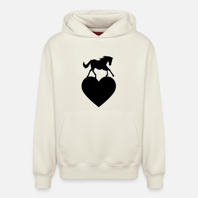 Cheval avec coeur - Sweat à capuche unisexe décontracté en coton biologique – de SPREAD - blanc cassé