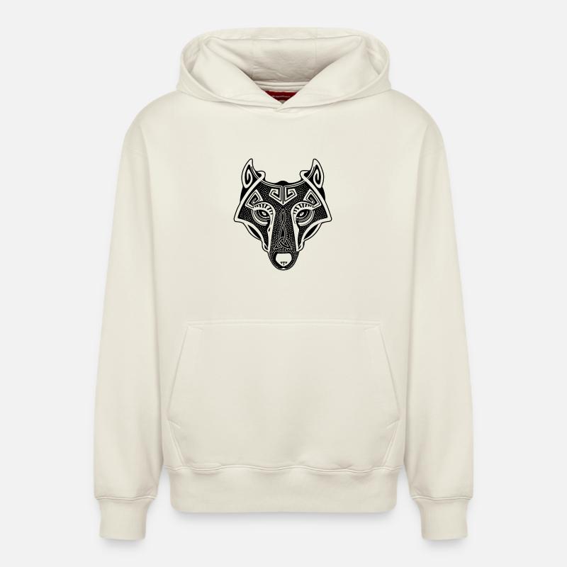Loup viking - Sweat à capuche unisexe décontracté en coton biologique – de SPREAD - blanc cassé
