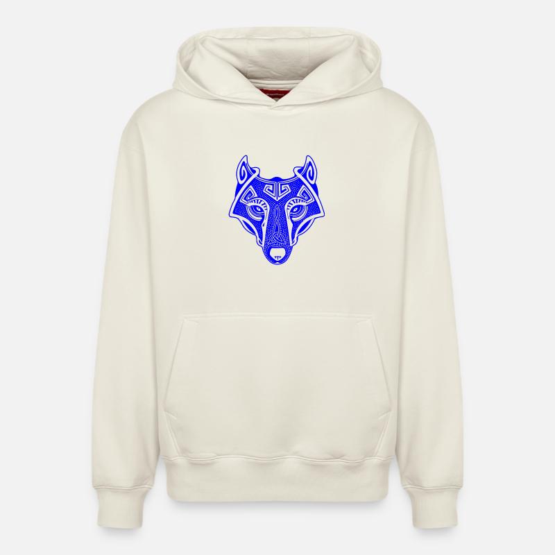 Viking Wolf bleu transparent - Sweat à capuche unisexe décontracté en coton biologique – de SPREAD - blanc cassé
