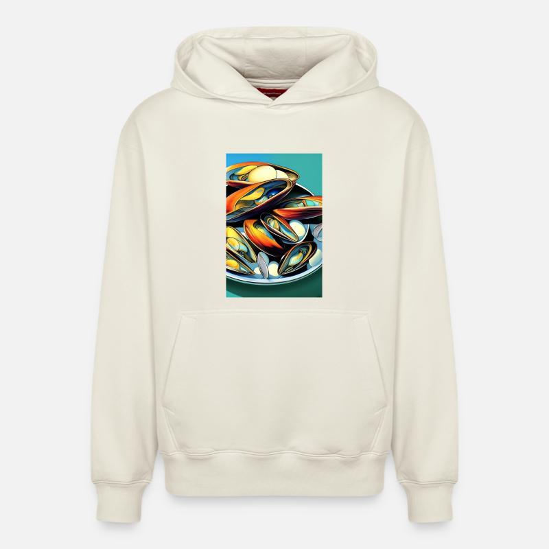 Moules - Sweat à capuche unisexe décontracté en coton biologique – de SPREAD - blanc cassé