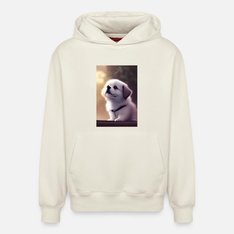 Bébé chien - Sweat à capuche unisexe décontracté en coton biologique – de SPREAD - blanc cassé