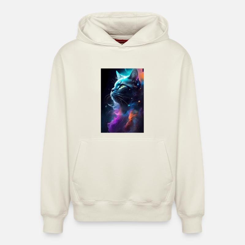 Visage de chat - Sweat à capuche unisexe décontracté en coton biologique – de SPREAD - blanc cassé