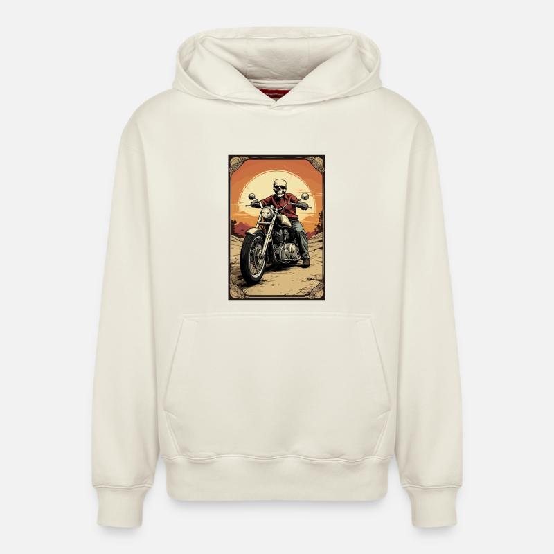 Motard crâne - Sweat à capuche unisexe décontracté en coton biologique – de SPREAD - blanc cassé