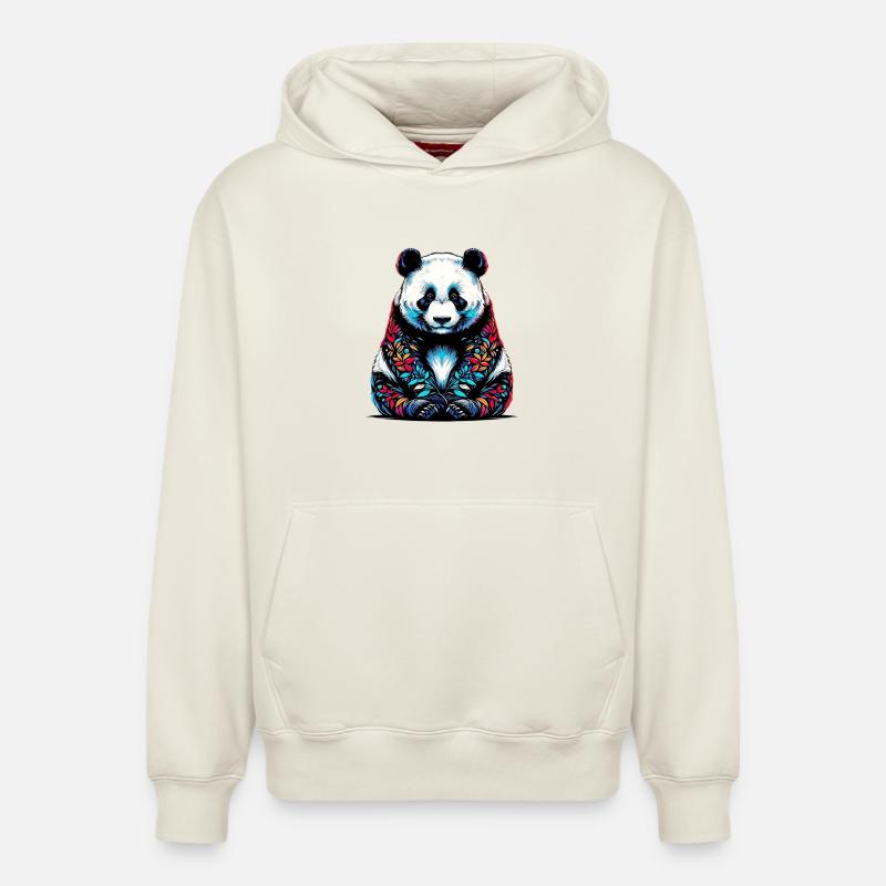 Panda - Sweat à capuche unisexe décontracté en coton biologique – de SPREAD - blanc cassé