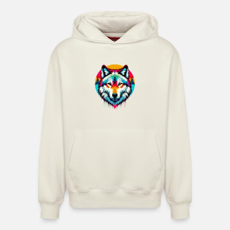 Loup - Sweat à capuche unisexe décontracté en coton biologique – de SPREAD - blanc cassé