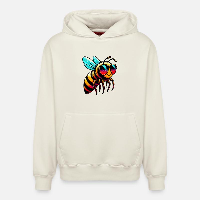 Abeille - Sweat à capuche unisexe décontracté en coton biologique – de SPREAD - blanc cassé