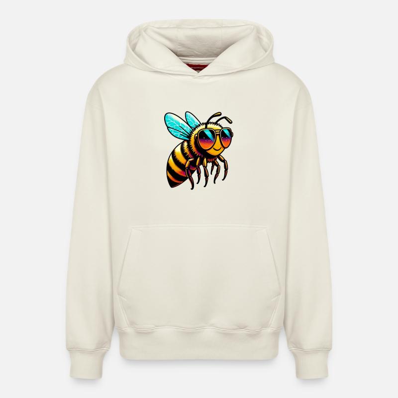 Abeille - Sweat à capuche unisexe décontracté en coton biologique – de SPREAD - blanc cassé
