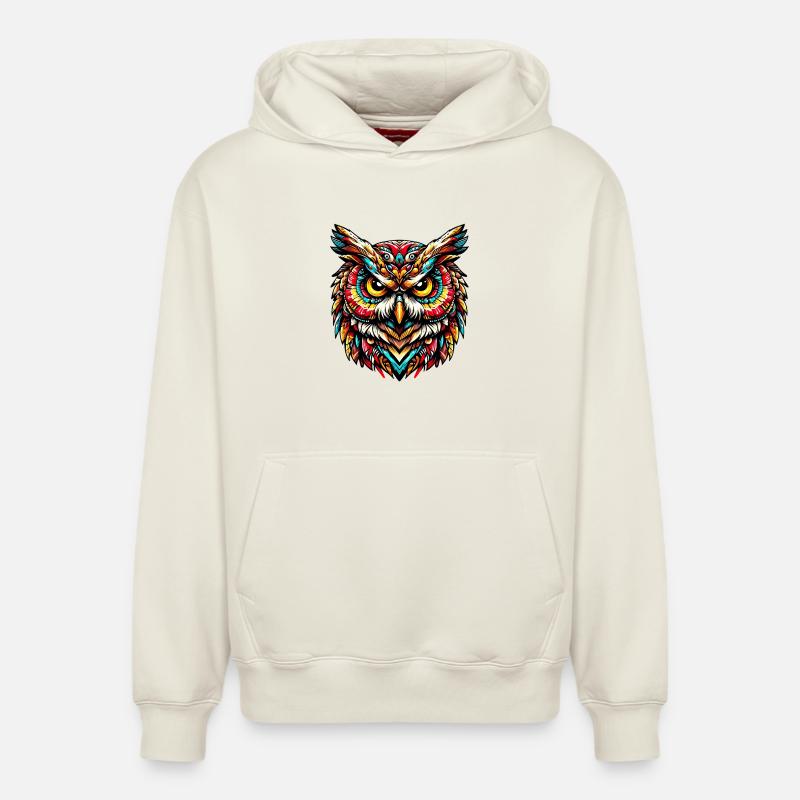Eule - Relaxed Unisex Organic Hoodie – von SPREAD - Naturweiß