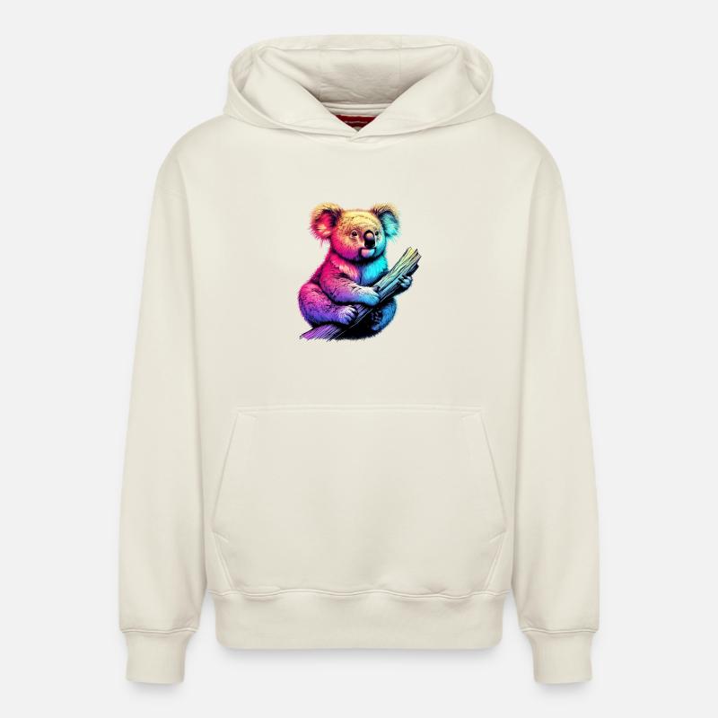 Koala - Sweat à capuche unisexe décontracté en coton biologique – de SPREAD - blanc cassé