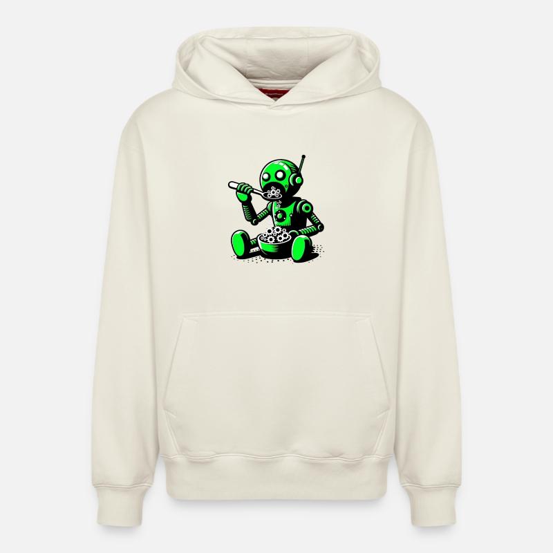 Robot extraterrestre extraterrestre - Sweat à capuche unisexe décontracté en coton biologique – de SPREAD - blanc cassé