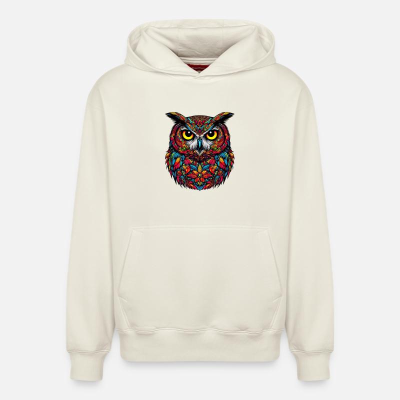 Hibou - Sweat à capuche unisexe décontracté en coton biologique – de SPREAD - blanc cassé