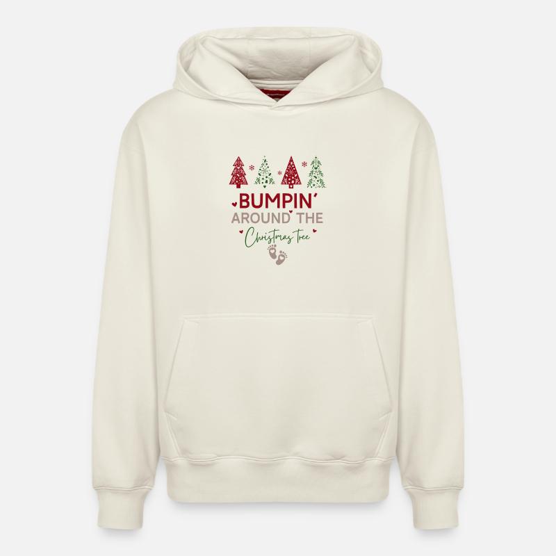 Annonce Grossesse Noël - Sweat à capuche unisexe décontracté en coton biologique – de SPREAD - blanc cassé