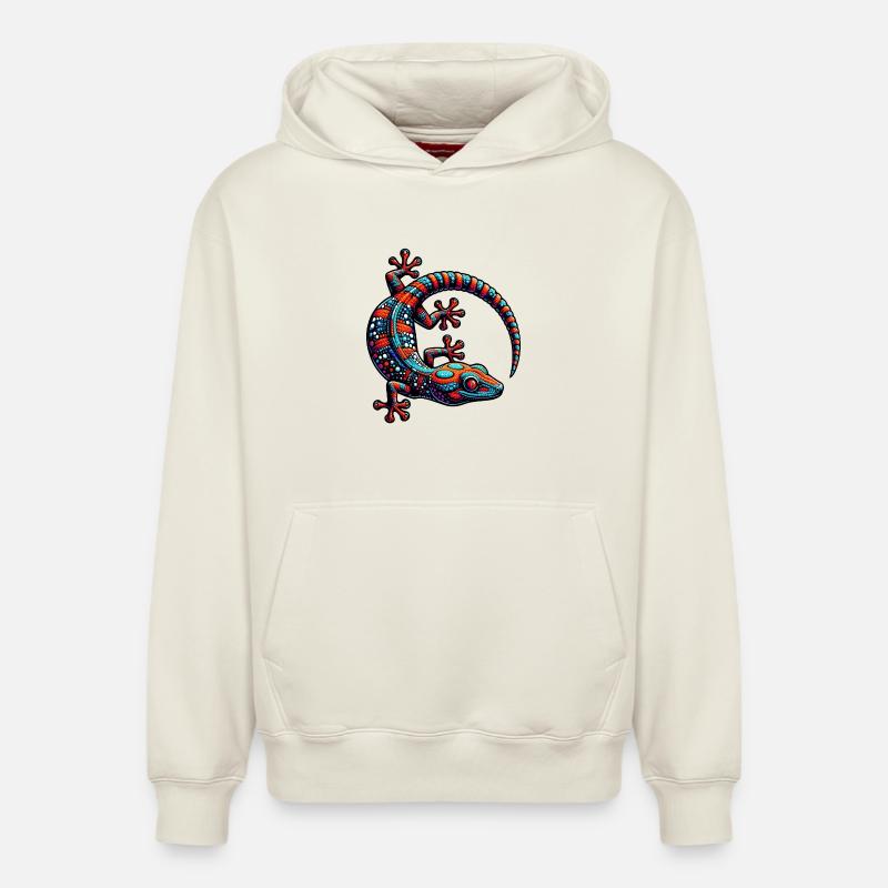 Gecko - Sweat à capuche unisexe décontracté en coton biologique – de SPREAD - blanc cassé
