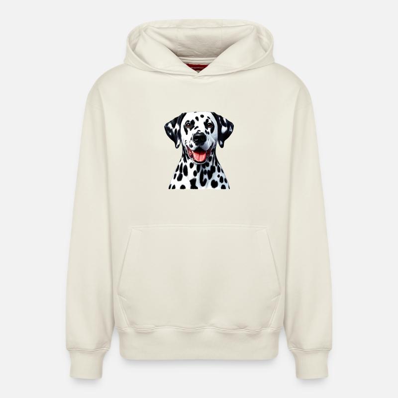 Chien dalmatien - Sweat à capuche unisexe décontracté en coton biologique – de SPREAD - blanc cassé