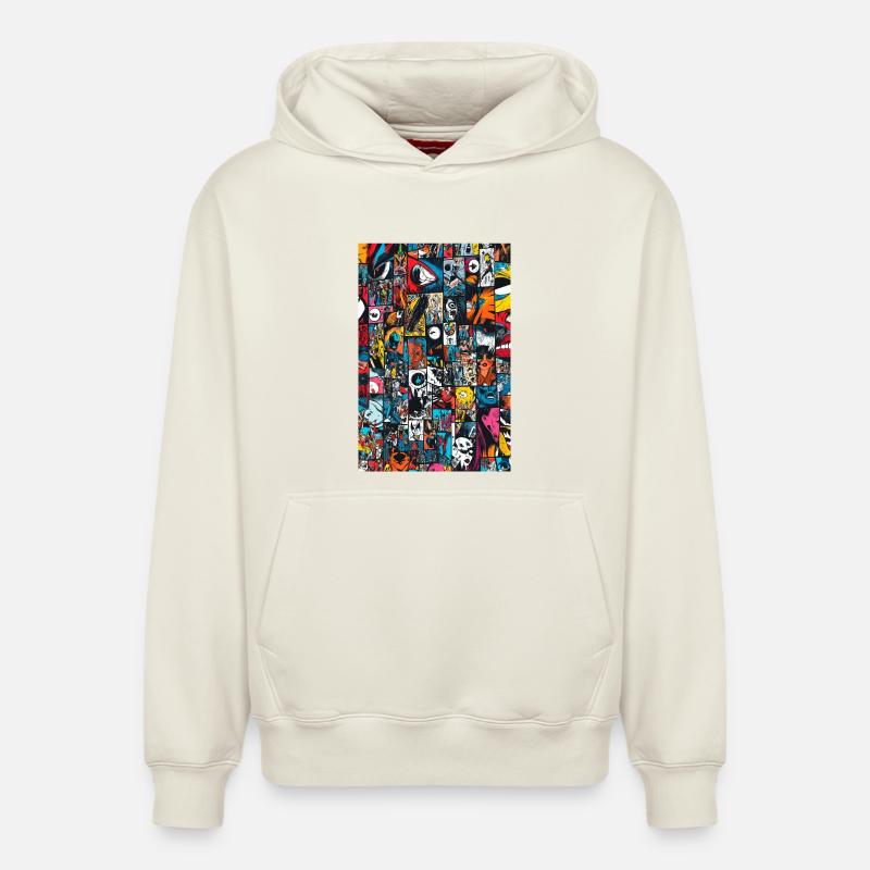 Kaléidoscope Collage de bandes dessinées - Sweat à capuche unisexe décontracté en coton biologique – de SPREAD - blanc cassé