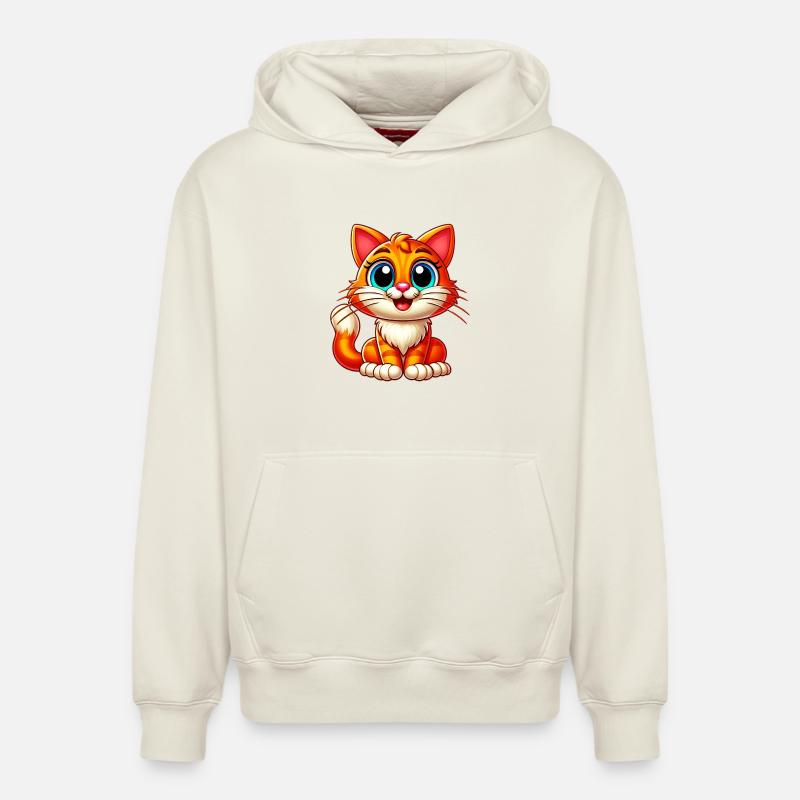 Chat - Sweat à capuche unisexe décontracté en coton biologique – de SPREAD - blanc cassé