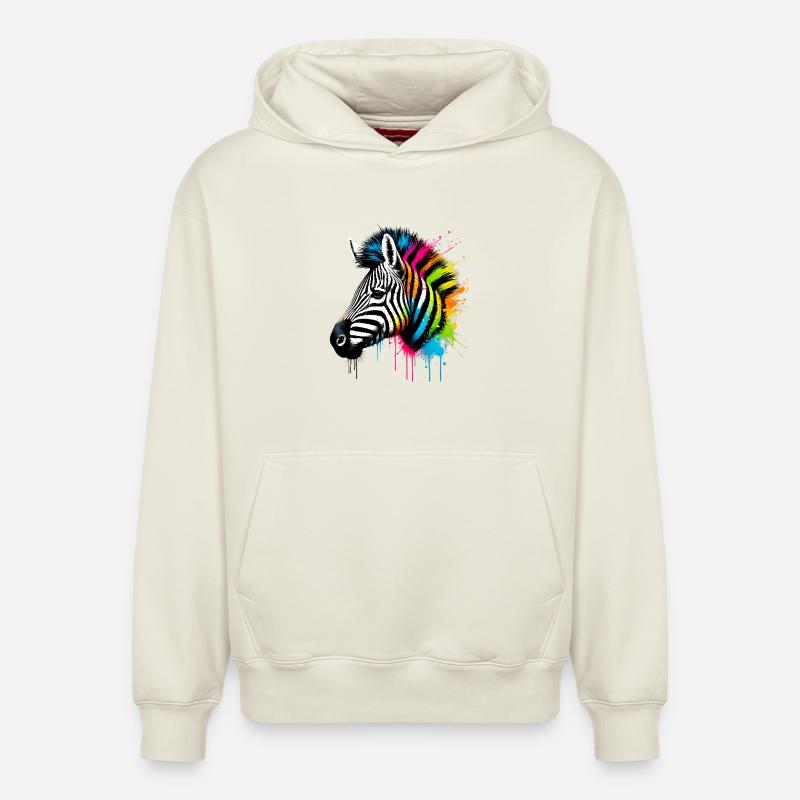 Zèbre - Sweat à capuche unisexe décontracté en coton biologique – de SPREAD - blanc cassé