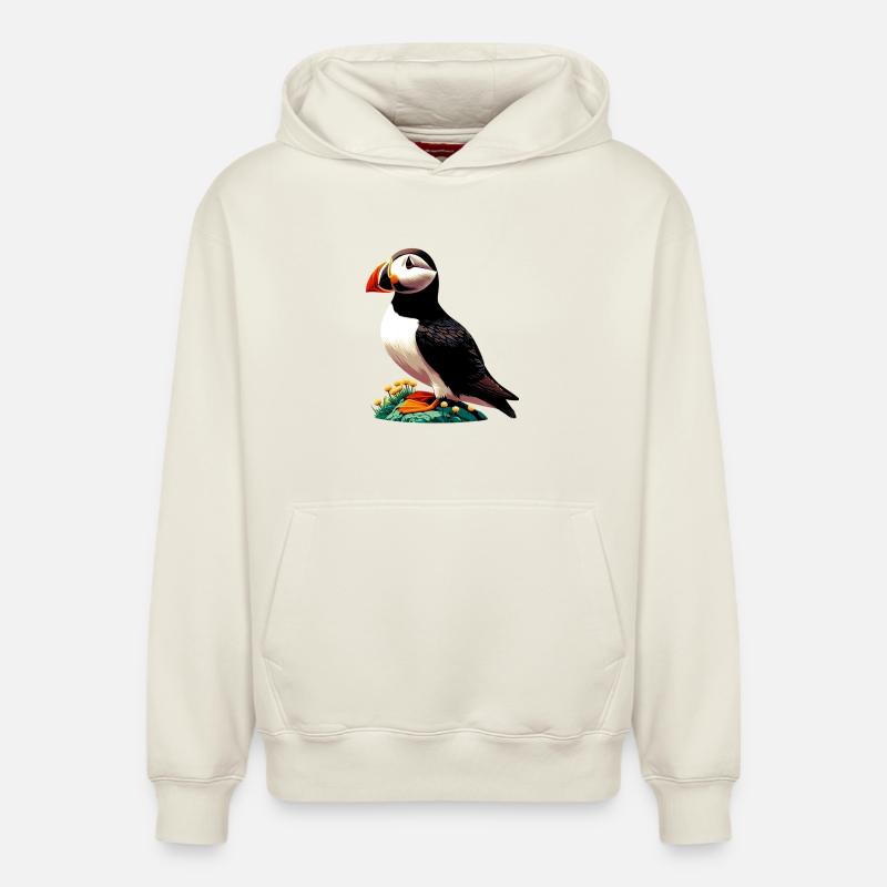 Macareux - Sweat à capuche unisexe décontracté en coton biologique – de SPREAD - blanc cassé