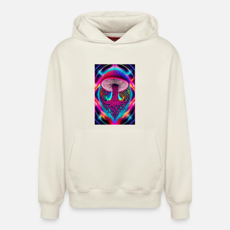 Champignon psychédélique - Sweat à capuche unisexe décontracté en coton biologique – de SPREAD - blanc cassé