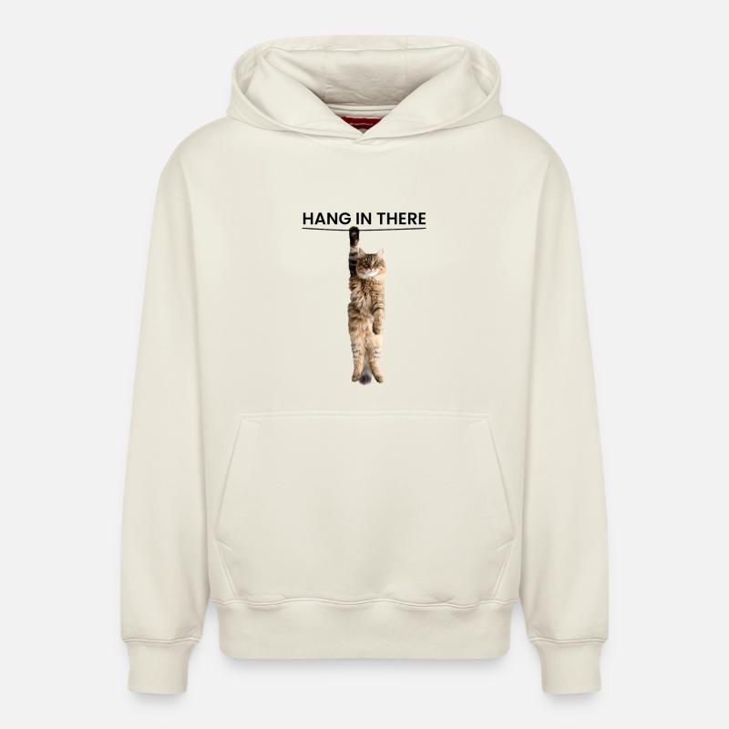 Accrochez-vous - Édition chat mignon - Sweat à capuche unisexe décontracté en coton biologique – de SPREAD - blanc cassé