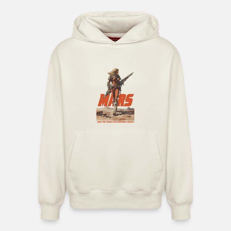 Mars Exploration - Relaxed Unisex Organic Hoodie – von SPREAD - Naturweiß