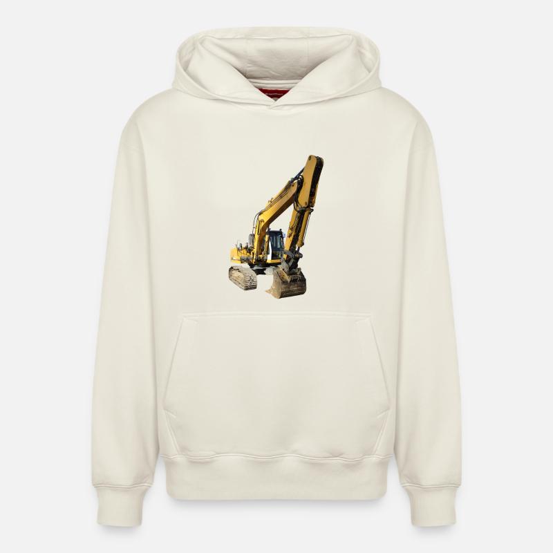 Excavatrice - Sweat à capuche unisexe décontracté en coton biologique – de SPREAD - blanc cassé