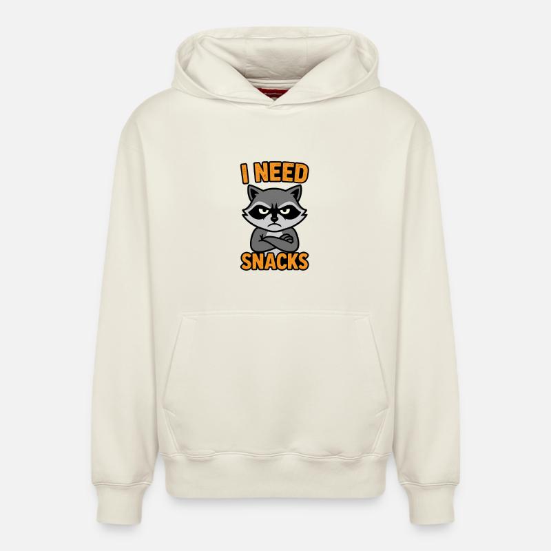 Grummelnder Waschbär I need Snacks - Sweat à capuche unisexe décontracté en coton biologique – de SPREAD - blanc cassé