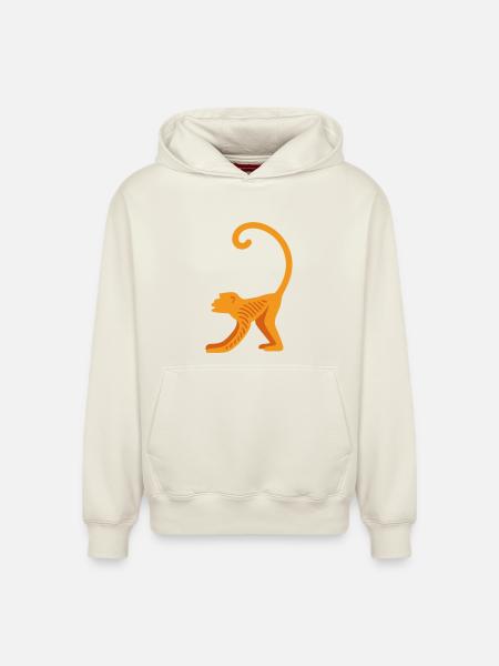 Orangutan line logo - Relaxed Unisex Organic Hoodie – by SPREAD - off white
