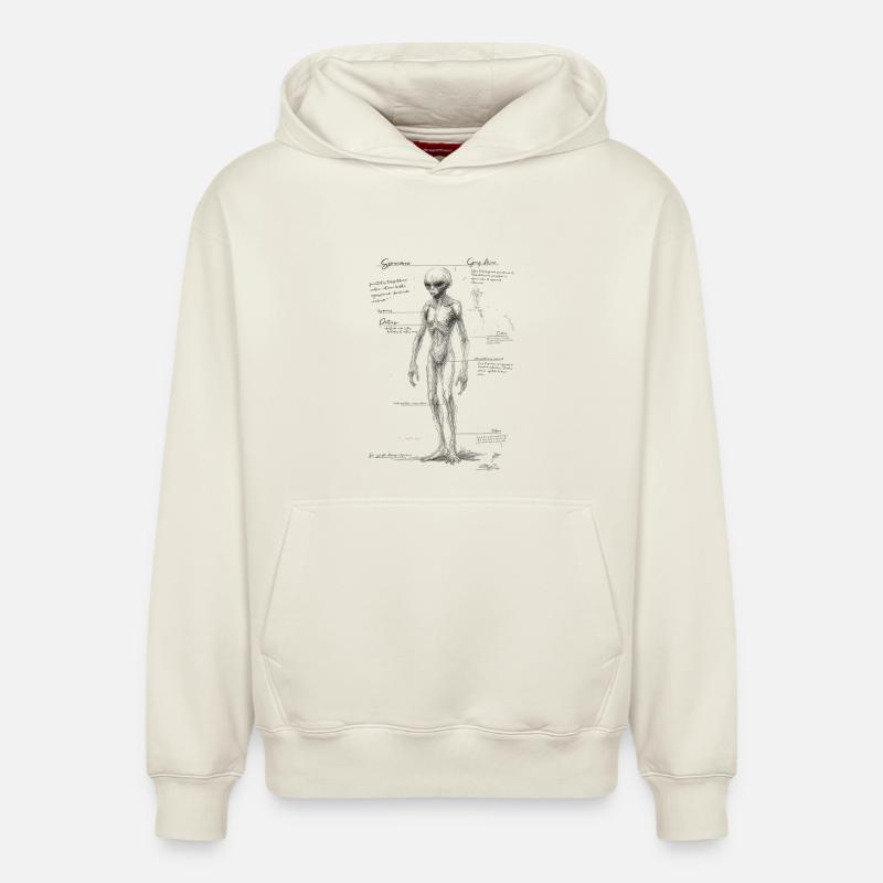 Anatomie extraterrestre - Sweat à capuche unisexe décontracté en coton biologique – de SPREAD - blanc cassé