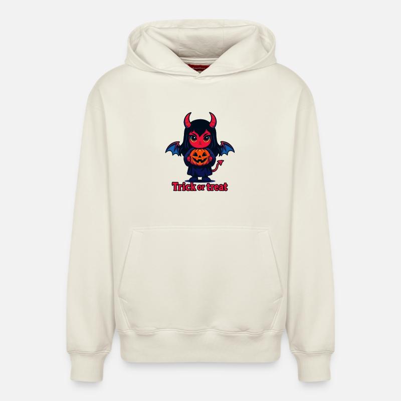 Süßes oder Saures – Süßer Teufel - Relaxed Unisex Organic Hoodie – von SPREAD - Naturweiß